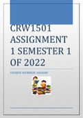 CRW1501 ASSIGNMENT 1 SEMESTER 1 0F 2022 [683600]