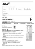 AQA GCSE MATHEMATICS Foundation Tier	Paper 3 Calculator