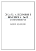 CPD1501 ASSIGNMENT 2 SEMESTER 1 - 2022 (849913)