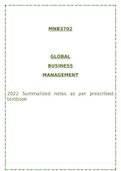 MNB3702 - GLOBAL BUSINESS MANAGEMENT (2022 Textbook notes)