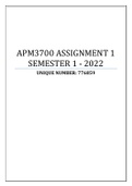 APM3700 ASSIGNMENT 1 SEMESTER 1 - 2022 (776859)
