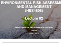 Lecture notes •	Agriculture & Environmental Sciences •	Environmental Management •	Environmental Risk Assessment and management(HES4808) 