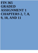 FIN 365 GRADED ASSIGNMENT 1 CHAPTERS 2, 7, 8, 9, 10, AND 11