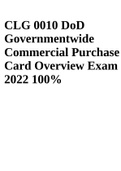 CLG 0010 DoD Governmentwide Commercial Purchase Card Overview Exam 2022 100%