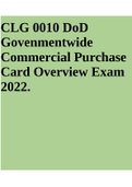 CLG 0010 DoD Govenmentwide Commercial Purchase Card Overview Exam 2022.
