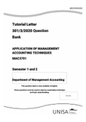 MAC3701 QUESTION BANK (APPLICATION OF MANAGEMENT ACCOUNTING TECHNIQUES).