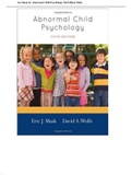 Test Bank for Abnormal Child Psychology 5th Edition Mash
