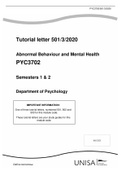 Abnormal Behaviour and Mental Health PYC3702