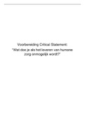 Critical Statement Voorbereiding OWE5 (Waarde(n)volle zorg) Verpleegkunde (HAN)