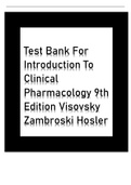 Test Bank For Introduction To Clinical Pharmacology 9th Edition By Visovsky Zambroski Hosler|Complete Bank|Graded A|