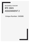  BECOMING A TEACHER BTE 2601 - ASSIGNMENT 2 