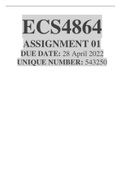 ECS4864 (ECS4864) Assignment 1 Year 2022 