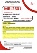 MRL2601 ASSIGNMENT 2 MEMO - SEMESTER 1 2022 - UNISA