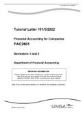 FAC2601 - Financial Accounting For Companies Semesters 1 and 2 3/2022.