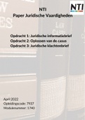 NTI Paper Juridische Vaardigheden - Geslaagd 2022 - Juridische klachtenbrief en informatiebrief - Geslaagd met een 8 met feedback NTI