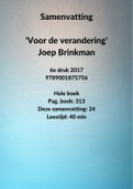 Samenvatting Voor De Verandering - Joep Brinkman 6e druk 2017 - 9789001875756