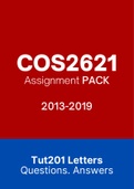 COS2621 - Assignment Tut202 feedback (Questions & Answers) (2013-2019) 