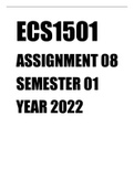 ECS 1501 (ECS1501) ASSIGNMENT 8 SEMESTER 01 YEAR 2022
