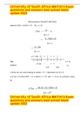 University of South Africa MAT1613 Exam questions and answers best solved latest update 2022