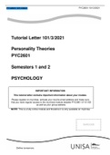 Tutorial Letter 101/3/2021 Personality Theories PYC2601 Semesters 1 and 2 PSYCHOLOGY