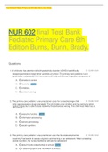 NUR 602 final Test Bank Pediatric Primary Care 6th Edition Burns, Dunn, Brady GRADED A
