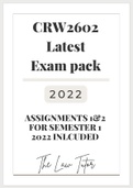 CRW2602 Exam Pack for Exam Year 2022 (Questions and Answers) 