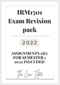 IRM1501 Exam Study Pack for exam period 2022 
