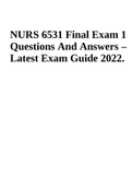 NURS 6531 Final Exam 1 Questions And Answers – Latest Exam Guide 2022.
