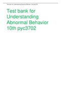 Test bank for Understanding Abnormal Behavior 10th pyc3702