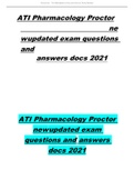ATI Pharmacology Proctor new updated exam questions and answers docs 2021