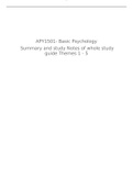 APY1501- Basic Psychology  Summary and study Notes of whole study guide Themes 1 - 5