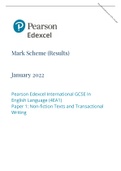 Pearson Edexcel International GCSE InEnglish Language (4EA1)Paper 1: Non-fiction Texts and Transactional Writing || MARK SCHEME 2022
