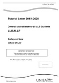 General tutorial letter to all LLB Students LLBALLF 301/4/2020