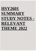 HSY2601 SUMMARY STUDY NOTES - RELEVANT THEME 2022