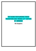 Test Bank for Nursing Today Transition and Trends 10th Edition by Zerwekh