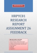 HRPYC81 - PROJECT 4805 - ASSIGNMENT 26: ANSWERS AND FEEDBACK =90%
