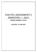 CUS3701 ASSIGNMENT 2 SEMESTER 1 - 2022 (756941)