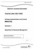 Tutorial Letter 202/1/2022 Strategy Implementation and Control MNG3702 Semester 1 Department of Business Management