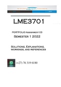 LME3701 - PORTFOLIO  ASSIGNMENT 03 SOLUTIONS (SEMESTER 01 - 2022) 