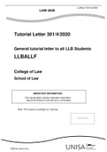 Tutorial Letter 301/4/2020 General tutorial letter to all LLB Students LLBALLF