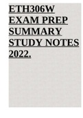 ETH306W EXAM PREP & SUMMARY STUDY NOTES 2022.