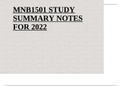 MNB1501 STUDY SUMMARY NOTES FOR 2022