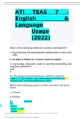 ATI TEAS 7 - English & Language 	Usage (2022)	 