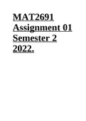 MAT2691 Mathematics II (Engineering) Assignment 01 Semester 2 2022.