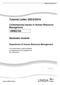 Hrm3704 tutorial letters 202 from 2014 to 2022 with solutions 