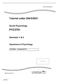 PYC3701 Social Psychology (2021 - Semester 1 and Semester 2 - Assignment 4)