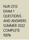 NUR 2513 EXAM 1 QUESTIONS AND ANSWERS SUMMER 2022 COMPLETE 100%