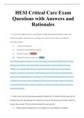 HESI Critical Care Exam Questions with Answers and Rationales