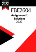 FBE2604 Assignment 2 Solutions For Semester 2 (2022) 