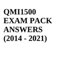 QMI1500-Elementary Quantitative Methods EXAM PACK ANSWERS (2014 - 2021).
